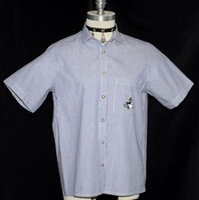 COTTON Plaid BLOUSE Shirt Button Down German SHORT SLEEVE Western/B41"/14 L