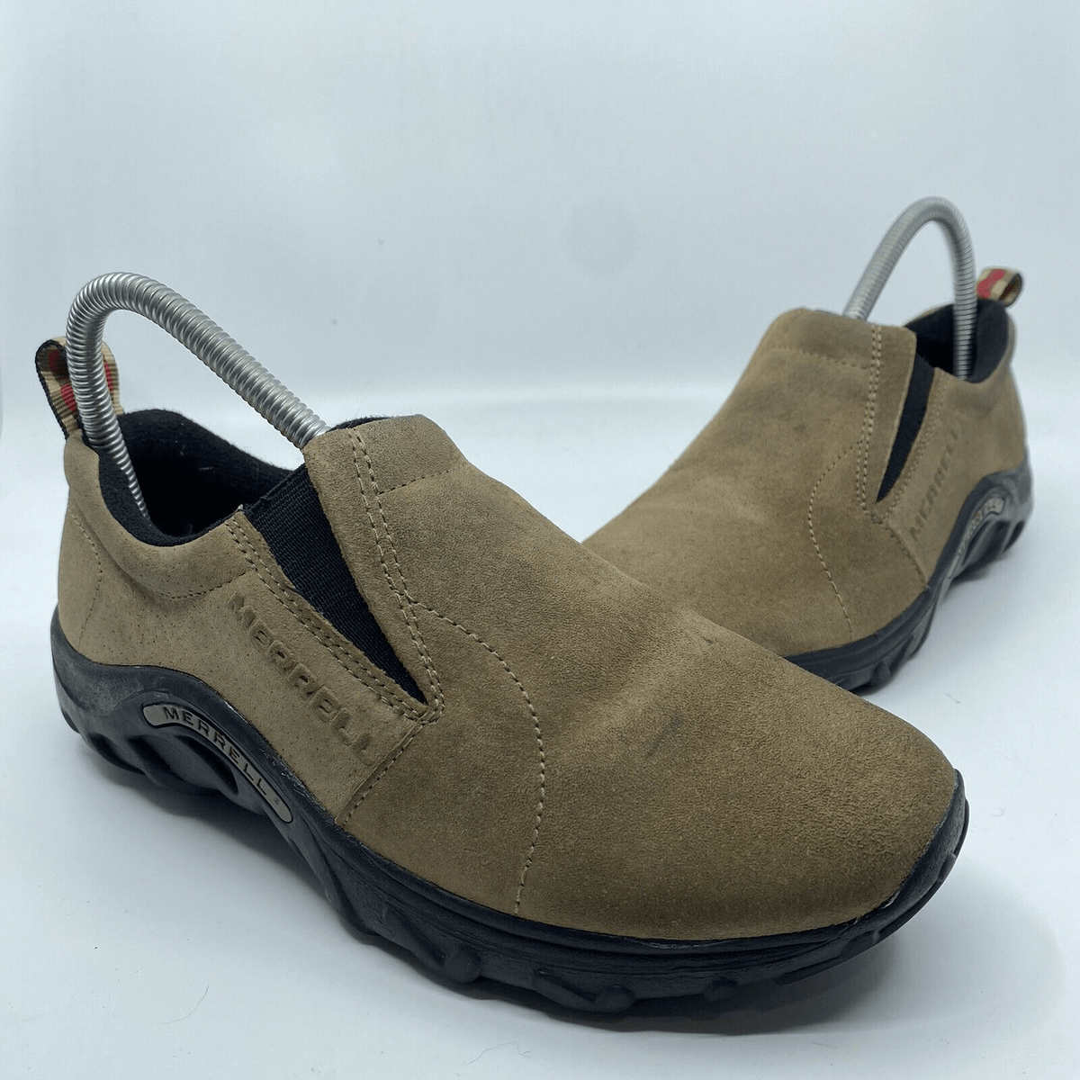 Merrell Men\'s Slip-On Suede Loafers in Taupe with Orange Pull Tabs Merrell Hut Moc 2 Cozy Slide Shoes (For Men) - Save 40% main image 2