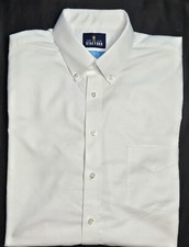 Mens Stafford All Season Technology Long Sleeve White Button Up Shirt Large