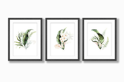 Tropische Blumen Wandbilder, Grün Wandbilder, Botanische Wandbilder, Wohndeko 2