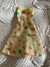 Vintage Fashion Doll Sindy Barbie Yellow Dress Car print