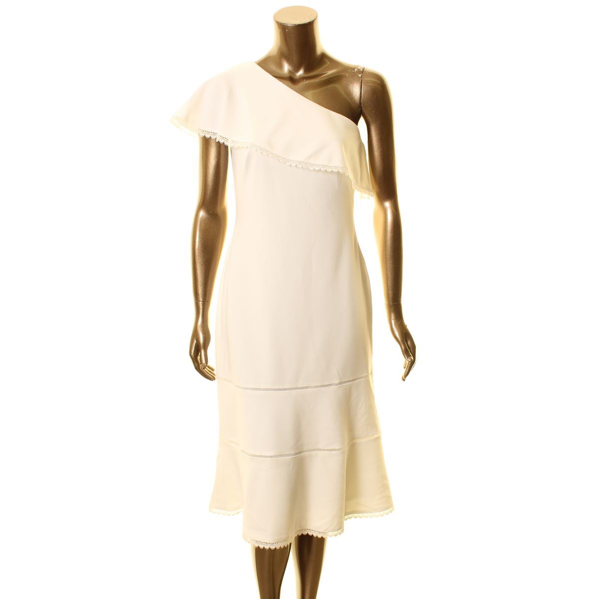 LAUREN RALPH LAUREN NEW Women's One Shoulder Crochet-trim Sheath Dress  TEDO
