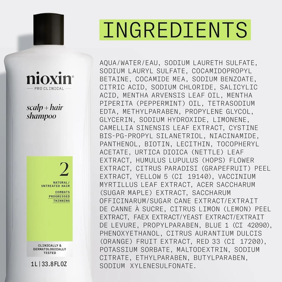 Nioxin System 2 Cleanser Shampoo & Scalp Therapy Conditioner Liter DUO 33.8 Oz - Image 4 of 4