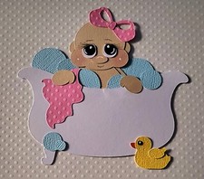 Bathtime Baby Girl Bathtub. Scrapbook, Card making Paper Piecing