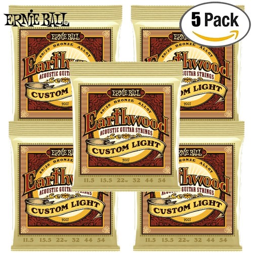 5PACK Ernie Ball 2007 Earthwood Custom Light Acoustic Guitar Strings