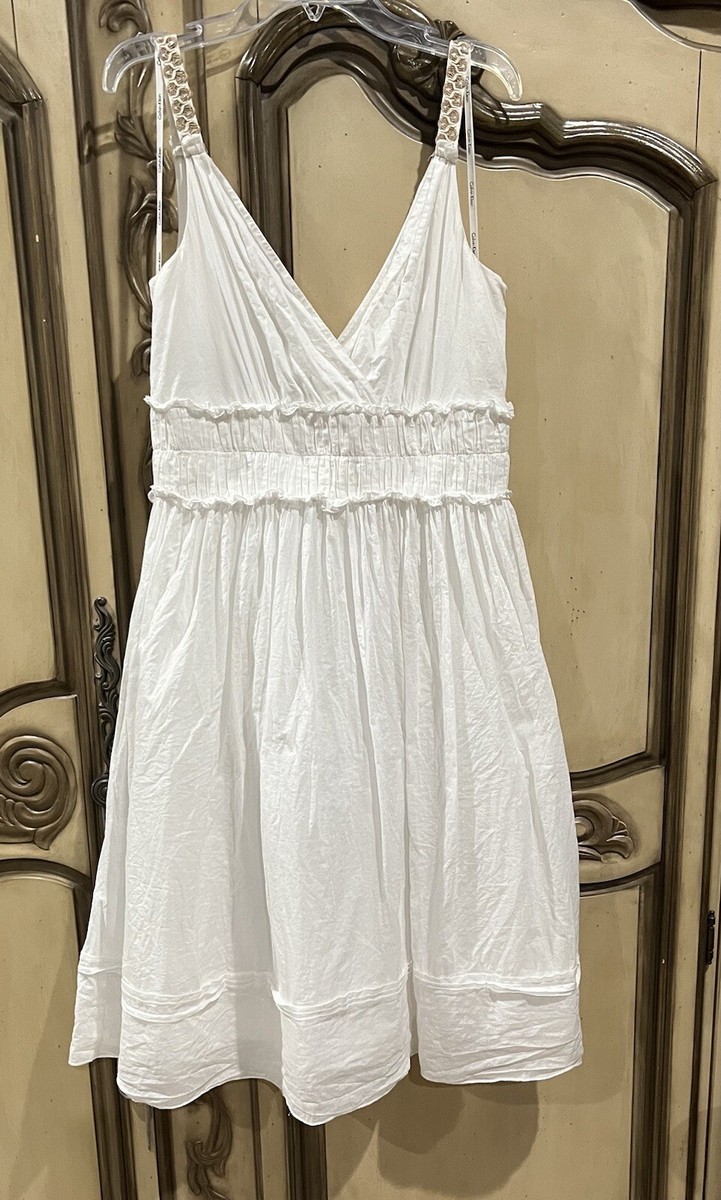 calvin klein white cotton dress Calvin Klein Cotton Poplin V-Neck Midi Dress In Brilliant White - 30% Off
