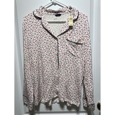 NEW Aerie Womens Pajama Top XS Long Sleeve Button Down Christmas prnt