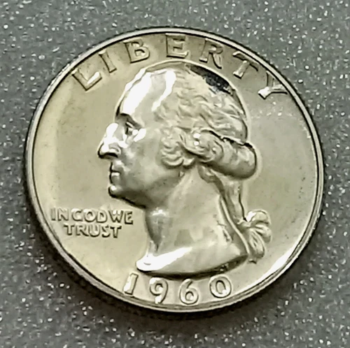 🟅 1960 PROOF 90% Silver Wash. Quarter 25¢