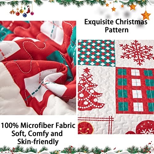 Christmas Quilt Set Reversible Christmas Tree Snowman Snowflake Queen - Picture 8 of 8