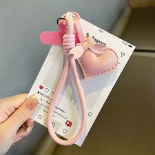 Leather Heart Bow Phone Wrist Strap, Hand Lanyard Bag Keychain Anti-Lost Charm