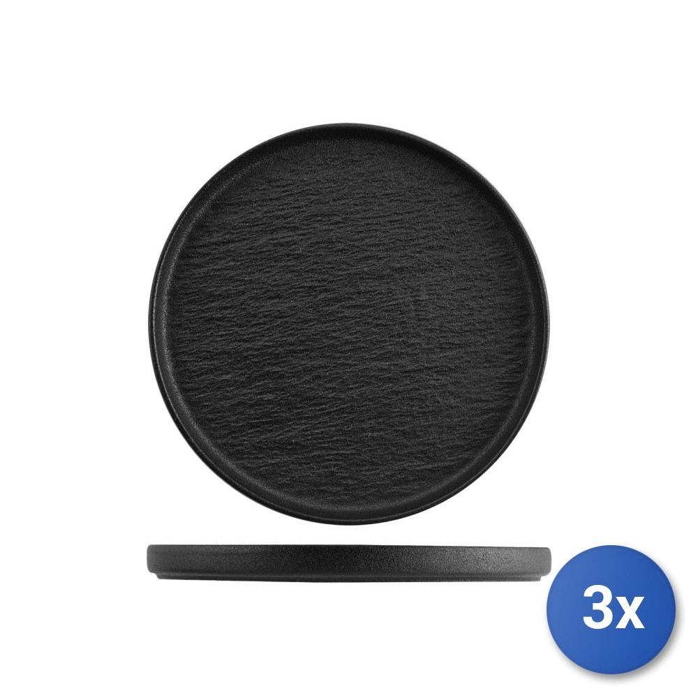 3x H&H Skin Plate in Porcelain Embossed Black cm 25,5