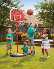 Image of Kids Adjustable Basketball Hoop Stand 63–120cm Indoor Outdoor Age 3–6