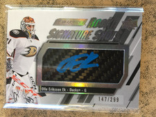 Olle Eriksson Ek 2023-24 UD Engrained Hky ROOKIE Sig SHOTS Silver #RSS-OE #/299