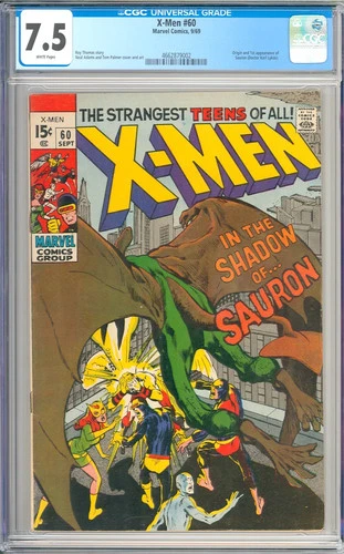 X-Men #60 High Grade 1st App. Sauron Neal Adams Cover Marvel Comic 1969 CGC 7.5