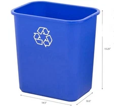Quantity of 2, 7 Gallon / 28 Quart Space Saving Recycling Bin, Fits Under Desk