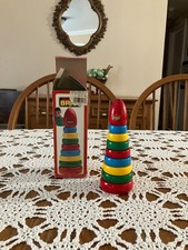 Vintage 1991 Sweden Brio Wood Ringpyramid Ring Pyramid Stacking Toy