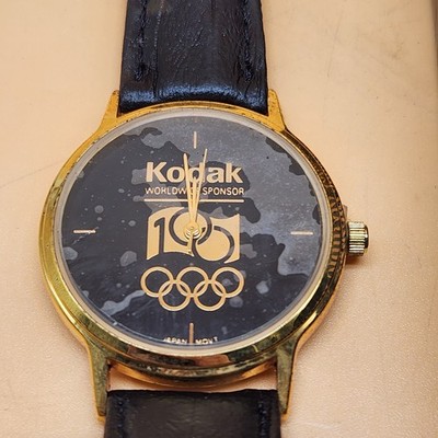 ヴィンテージ　時計　アメリカ Vintage Kodak Olympics Watch 1996 Gold Tone Genuine Leather Strap