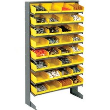 Floor Rack 8 Shelves w/ (32) 8"W Yellow Bins 33x12x61