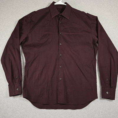 #ad Prada Button Down Shirt Dress 39 15.5 Burgundy Made in Italy $49.99