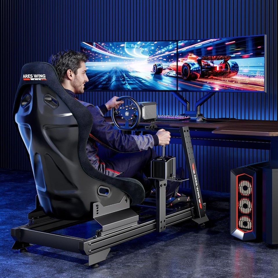 Adjustable Racing Seat Sim Racing Cockpit with Racing Seat, 8040 Aluminum Profile Fully ...