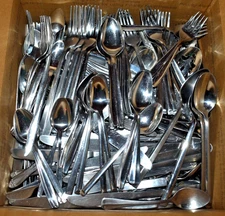 Stainless Steel Flatware Craft Lot 375 Pieces Forks Spoons Knives 35+ Pounds