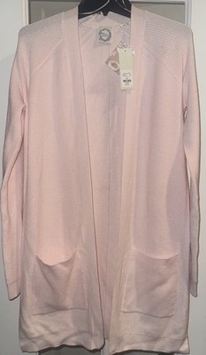 NWT Francesca s by Blue Rain-Light Pink Waffle Knit Duster Cardigan Women XS $50