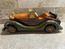 Vintage Wooded Handcrafted Antique Classic Car Collectible 10" Length