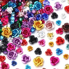 200 Mixed Color Aluminum Rose Flower Tiny Metal Beads 6 15mm DIY Jewelry Making