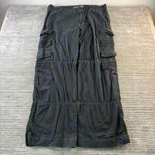VINTAGE Pants Mens 38x32 Black Rave Baggy Skate Y2K Cargo Parachute Wide Leg
