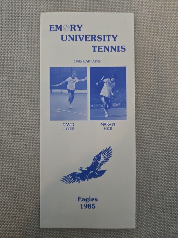 1985 Emory University Eagles Men's Tennis Media Guide David Utter Marvin Hsie