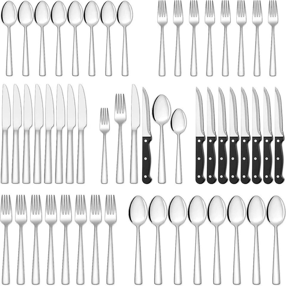 36 teiliges Edelstahl Besteckset mit Steakmesser, Besteck Set 6 Personen, Ele... - Bild 3 von 4