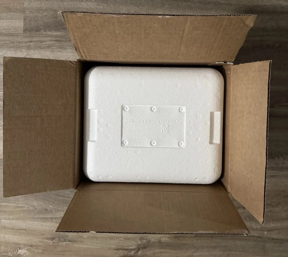 Insulated Styrofoam COOLER shipping box refrigerated cold cool 12x10x8” w ICE Pk - Image 3 of 4