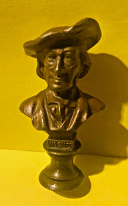 19th CENTURY SOLID BRONZE WAX SEAL  - BEING A BUST OF RICHARD WAGNER ( STAMPED )