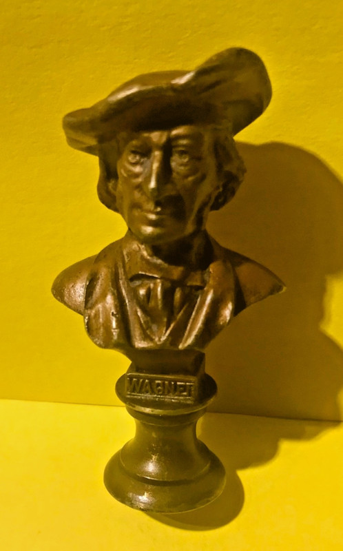 19th CENTURY SOLID BRONZE WAX SEAL  - BEING A BUST OF RICHARD WAGNER ( STAMPED )