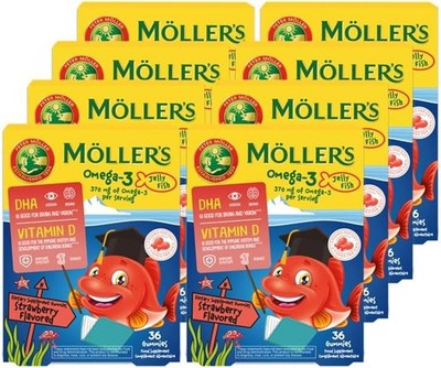 Möller's Omega 3 Kapseln Kinder 3 Fischtran Erdbeergeschmack Mit DHA und EPA 8 p