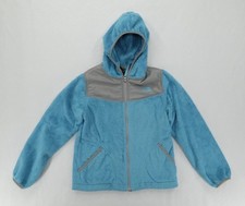 The North Face Jacket Girls M 10 12 Blue Hooded Fleece Full Zip Cozy Soft