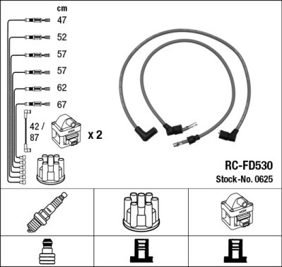 0625 NGK Ignition Lead Set for FORD