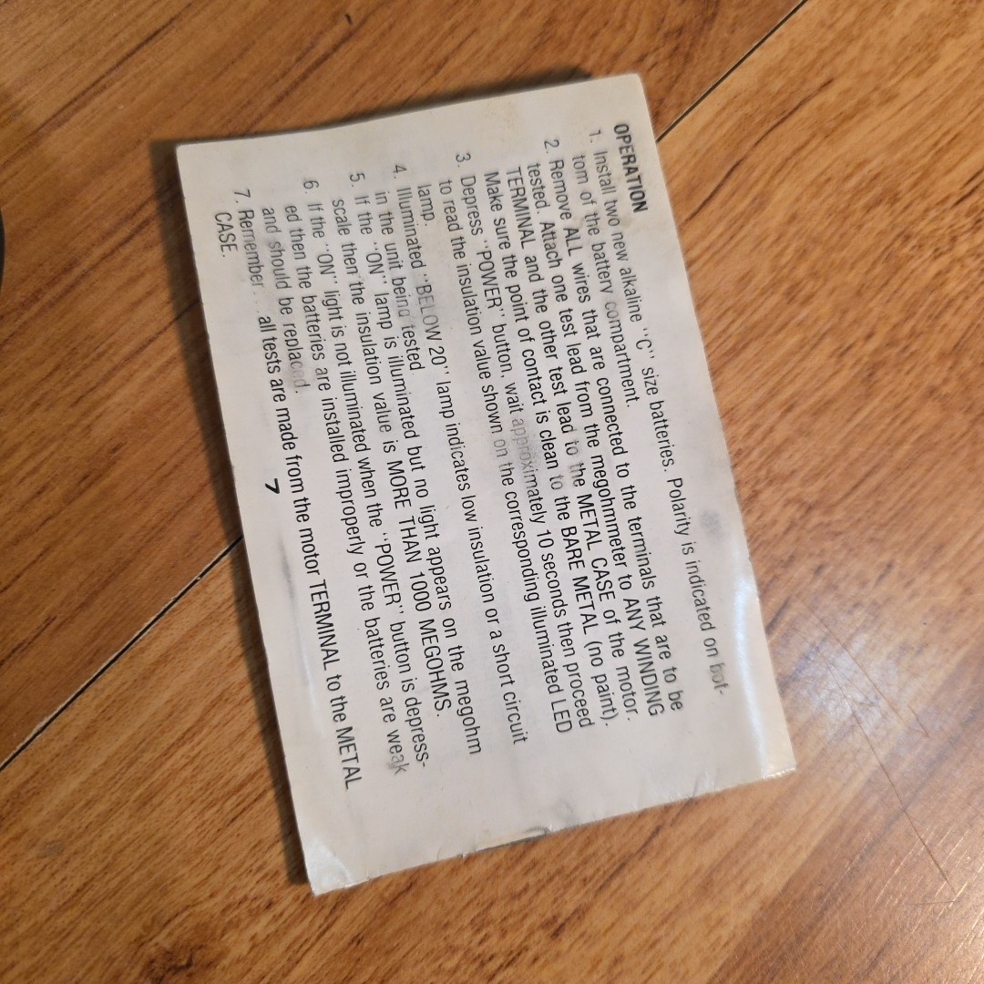 SUPCO M500 LED MEGOHMMETER 20-1000 Megohms