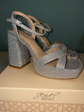 Jewel By Badgley Mischka Platform Heels Size 7 Super Sparkly Silver NEW W/Box