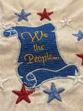 Handmade Americana Patriotic 4th July Hanging Embroidered Machine Wall Quilt 14  