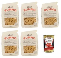 Rummo Tubetti Rigati N. 72 Pasta Bronzezeichnung 5X500G+Polpa 400G