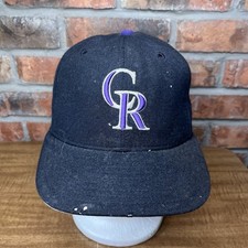 Vintage New Era Wool USA Made Colorado Rockies Logo 59fifty 6 7/8 Hat *Holes*