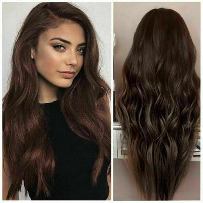 Fashion Women Long Wavy Wigs Dark Brown Synthetic Curly Hair