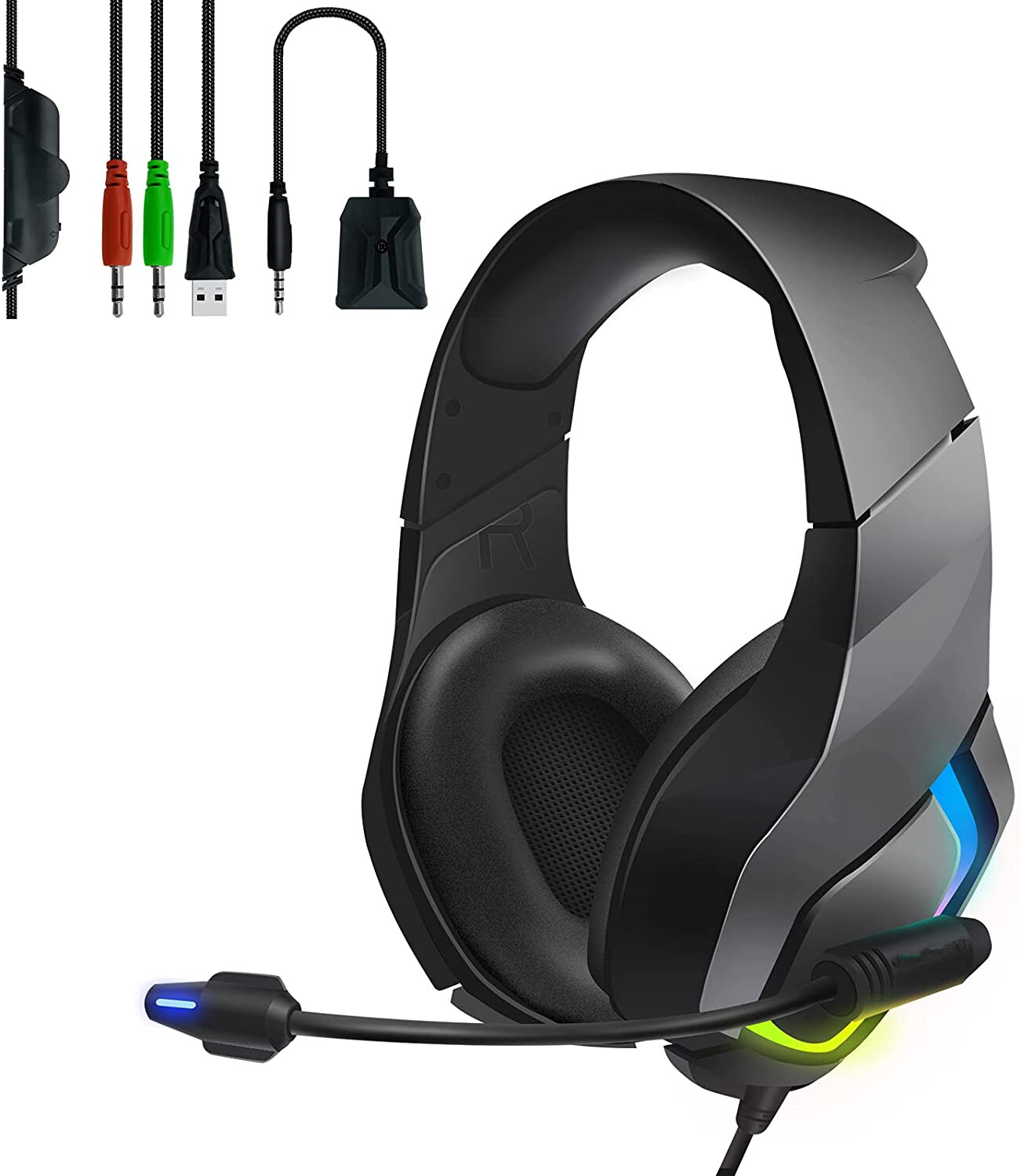 Gaming Headset with Microphone Compatible With PS4 Xbox One PS5 Controller-image