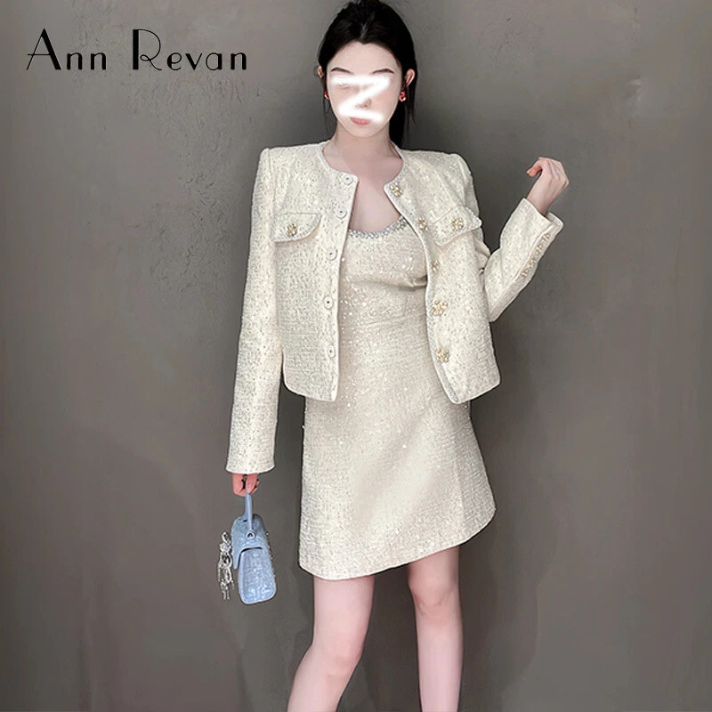 Vestido Abrigo Autorretrato Mujer Cuello Redondo Lentejuelas Mil Dorado Foto 2 de 4