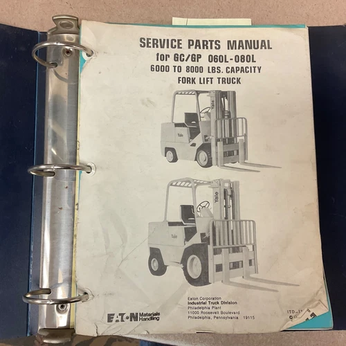 Yale GC/GP 060L-080L, 6000-8000# PARTS BOOK CATALOG LIST MANUAL FORK LIFT TRUCK