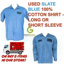 Used Work Shirts 100% Cotton SLATE BLUE Cintas, Redkap, Unifirst, G&K