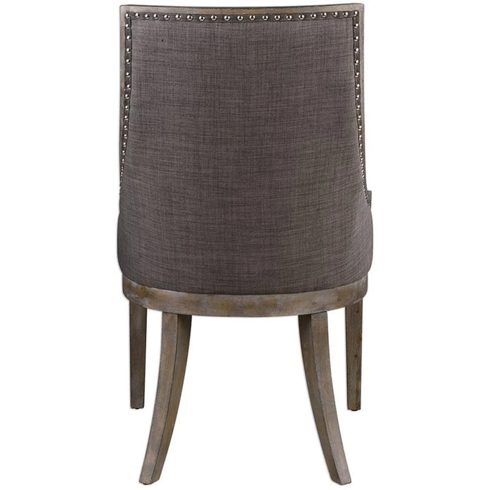 Silla de madera y tela Uttermost Aidrian Transitional en gris Foto 4 de 4