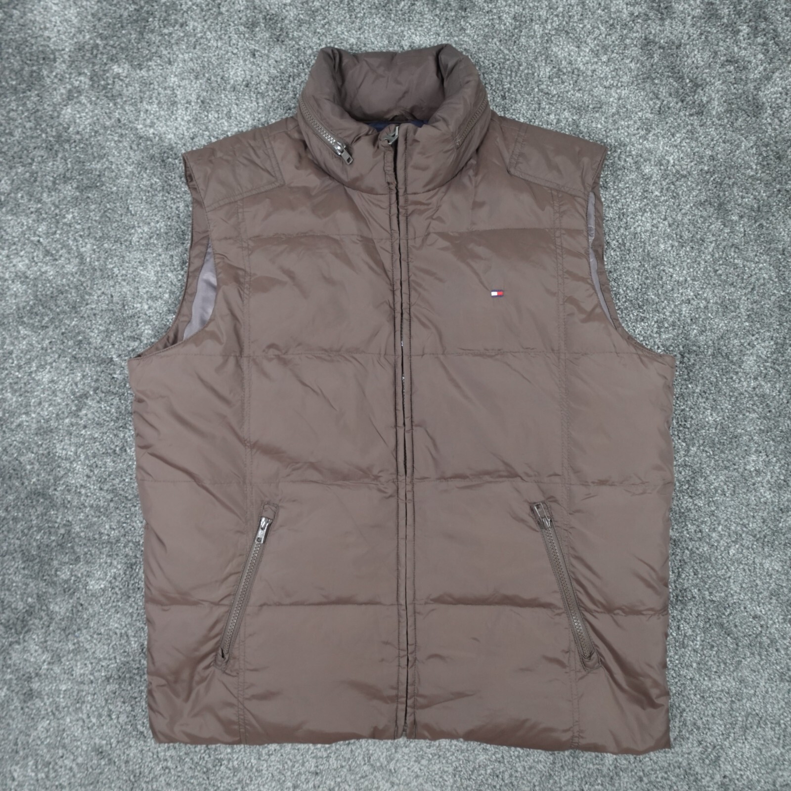 Tommy Hilfiger Brown Down Puffer Gilet for Men Size Large