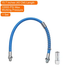 Grease Gun Hose Kit 15.7" 10000 PSI w Grease Gun Coupler 1/8 NPT Threads Blue